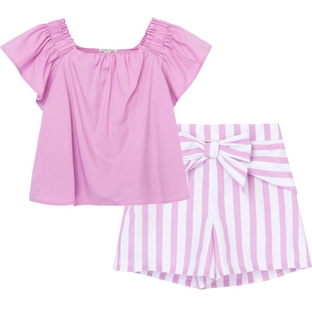 Girls Set, purple Shirt and stripped shirt set size 4/5